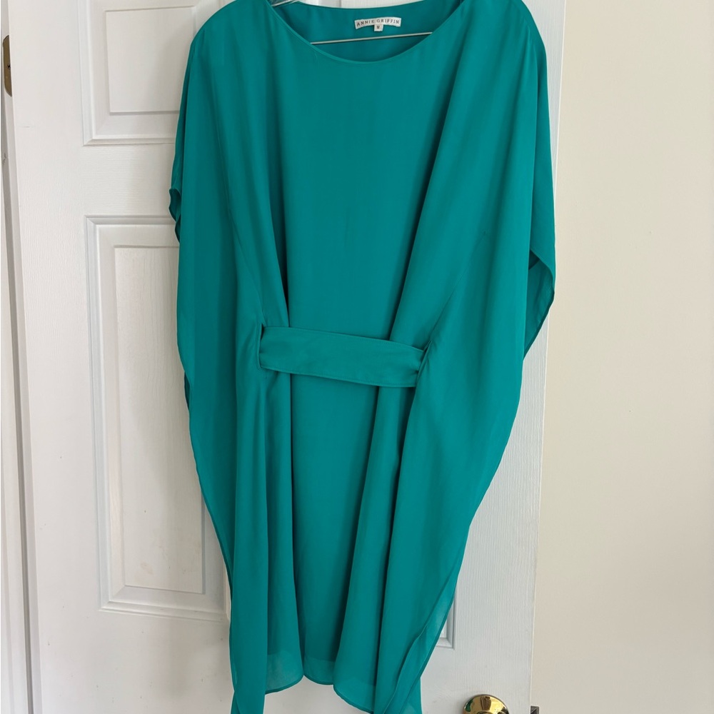 Annie Griffin Teal Dress with belt detail